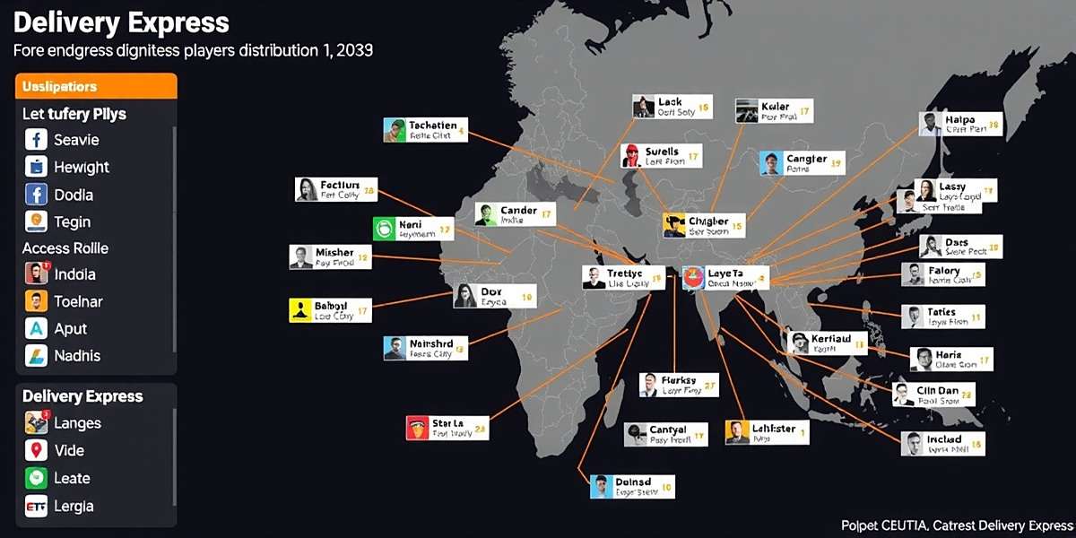 Delivery Express player distribution map showing popularity across different Indian cities