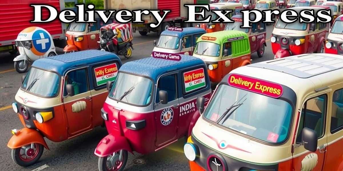 Delivery Express game cover showing various Indian delivery vehicles in a busy street scene