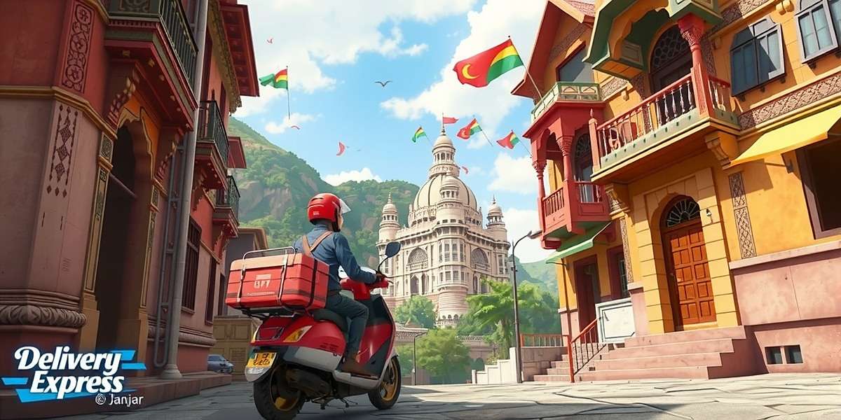 Delivery Express gameplay showing delivery in a historical part of Jaipur with accurate landmarks